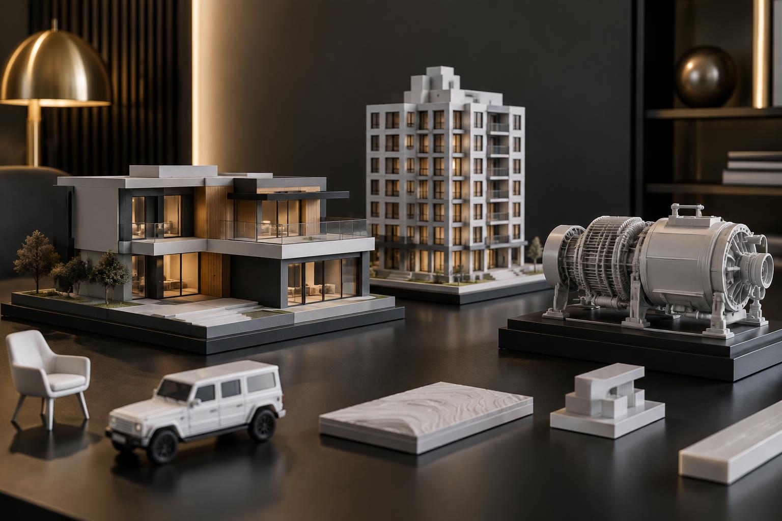 Miniaturas arquitetônicas, de produtos e máquinas em impressão 3D